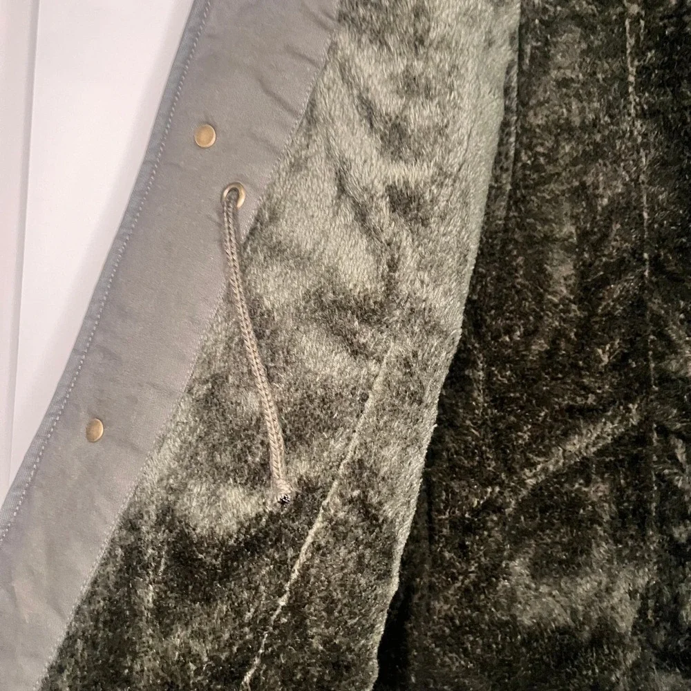 WenVen Mens Military Cotton Jacket Fleece Lined Hooded Parka Olive Green XL - Picture 6 of 8